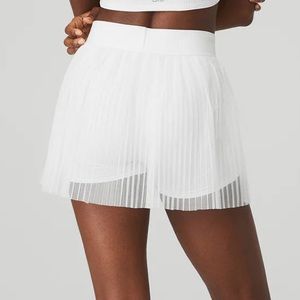 Alo White Mesh Flirty Tennis Pleated Skirt Size Small